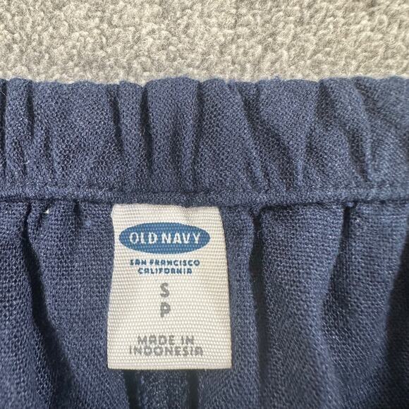 Old Navy Off Shoulder Ruffle Dress Women's Small Navy Blue Linen Blend - Picture 5 of 8